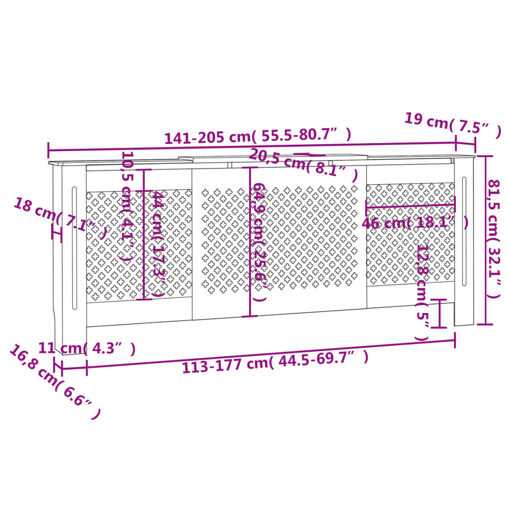 Mdf Radiator Cover 205 Cm