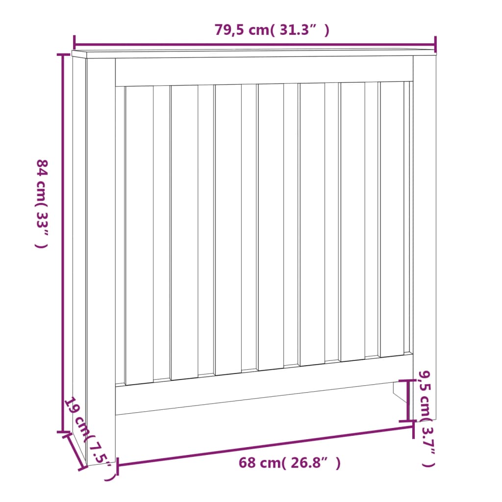 Radiator Cover Solid Wood Pine